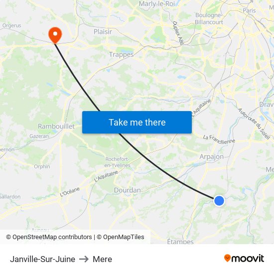 Janville-Sur-Juine to Mere map