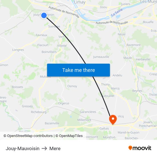 Jouy-Mauvoisin to Mere map