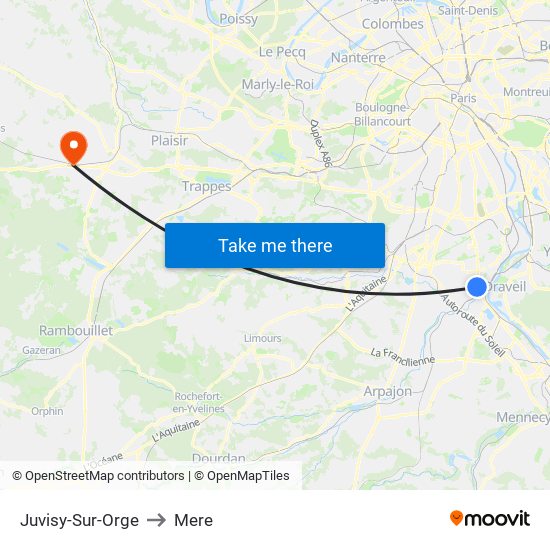 Juvisy-Sur-Orge to Mere map