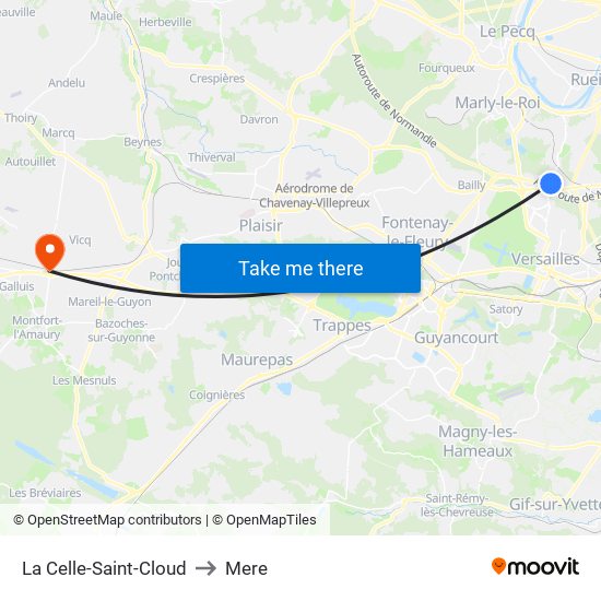 La Celle-Saint-Cloud to Mere map