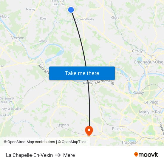 La Chapelle-En-Vexin to Mere map