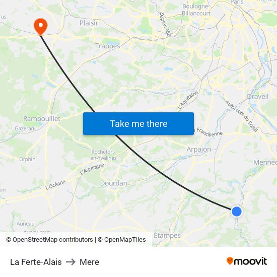 La Ferte-Alais to Mere map