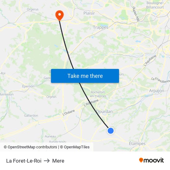 La Foret-Le-Roi to Mere map