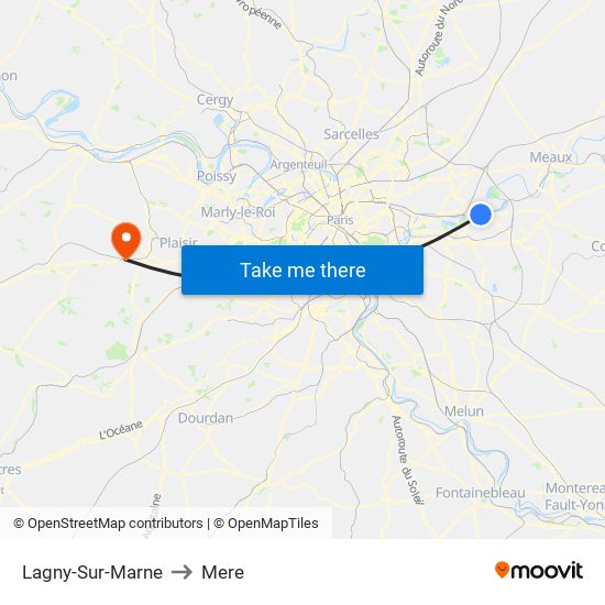 Lagny-Sur-Marne to Mere map