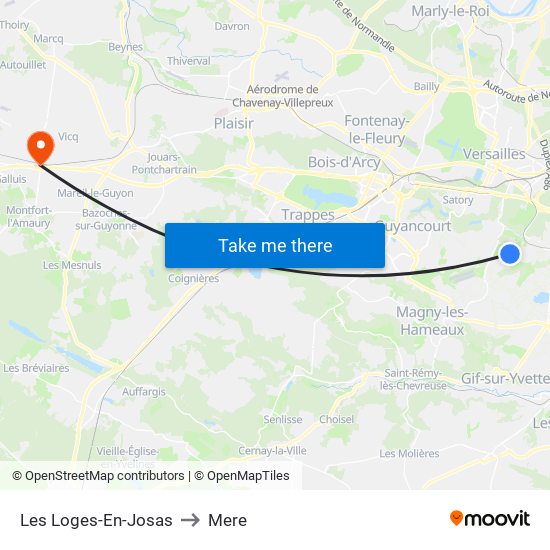 Les Loges-En-Josas to Mere map