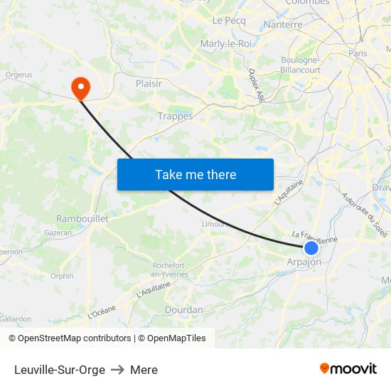 Leuville-Sur-Orge to Mere map