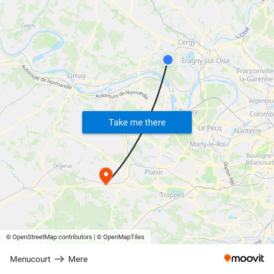 Menucourt to Mere map
