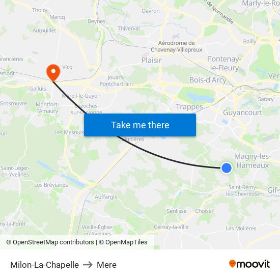 Milon-La-Chapelle to Mere map