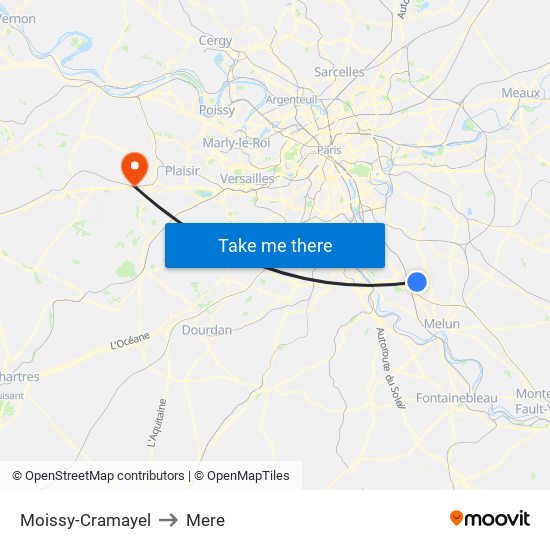 Moissy-Cramayel to Mere map