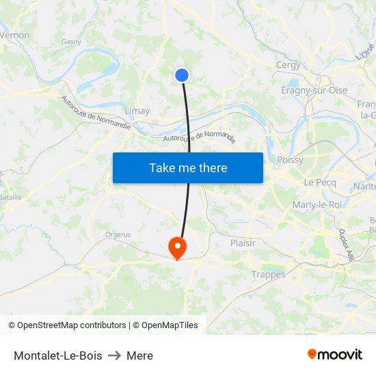 Montalet-Le-Bois to Mere map