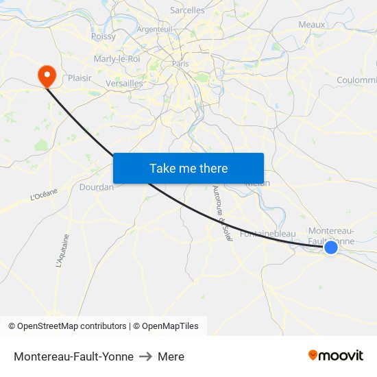 Montereau-Fault-Yonne to Mere map