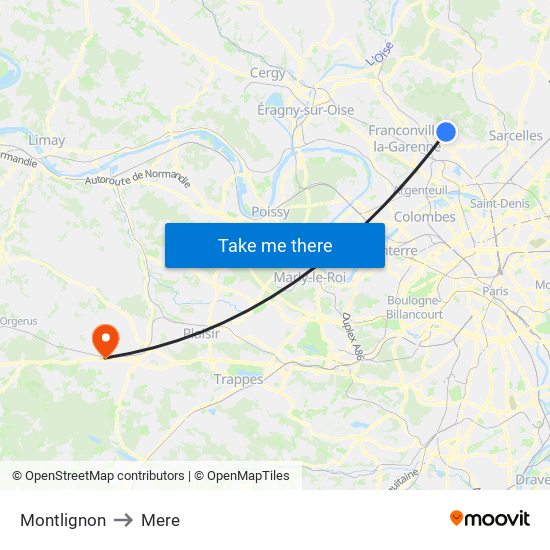 Montlignon to Mere map