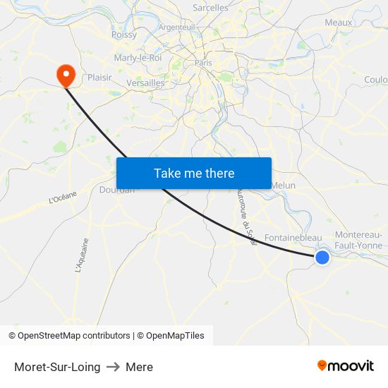 Moret-Sur-Loing to Mere map