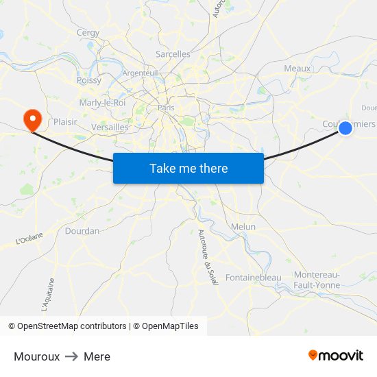 Mouroux to Mere map