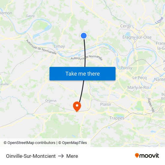 Oinville-Sur-Montcient to Mere map