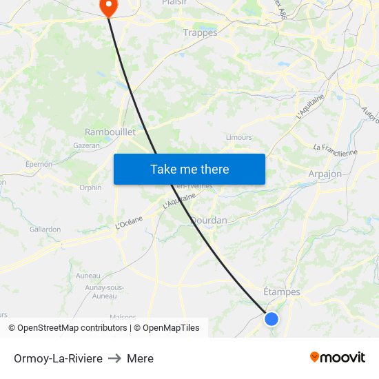 Ormoy-La-Riviere to Mere map