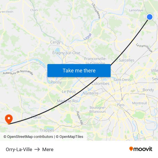 Orry-La-Ville to Mere map