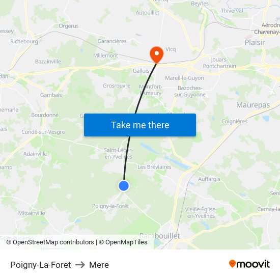 Poigny-La-Foret to Mere map