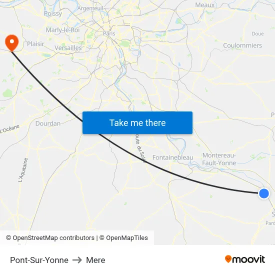 Pont-Sur-Yonne to Mere map