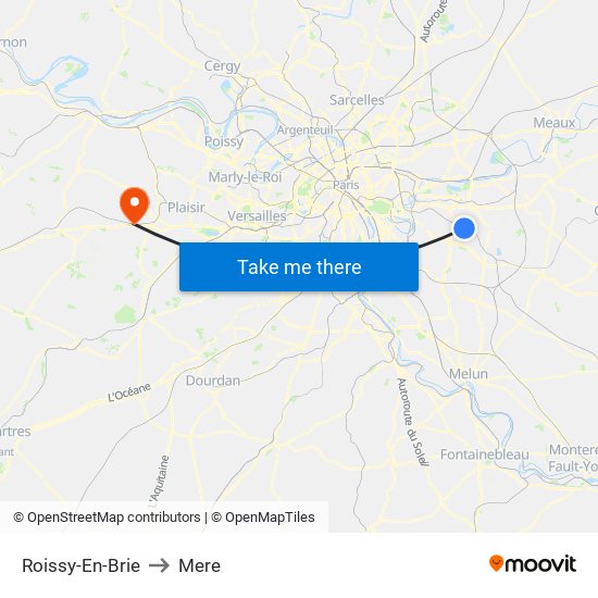 Roissy-En-Brie to Mere map