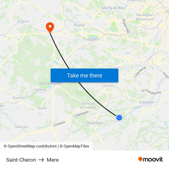 Saint-Cheron to Mere map