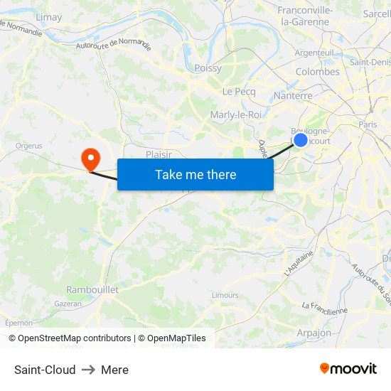 Saint-Cloud to Mere map
