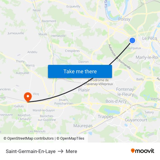 Saint-Germain-En-Laye to Mere map