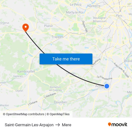 Saint-Germain-Les-Arpajon to Mere map