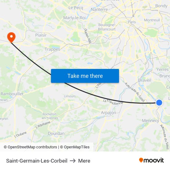 Saint-Germain-Les-Corbeil to Mere map