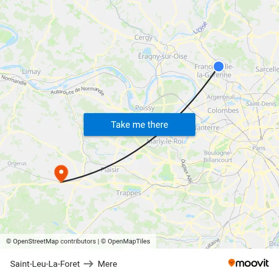 Saint-Leu-La-Foret to Mere map