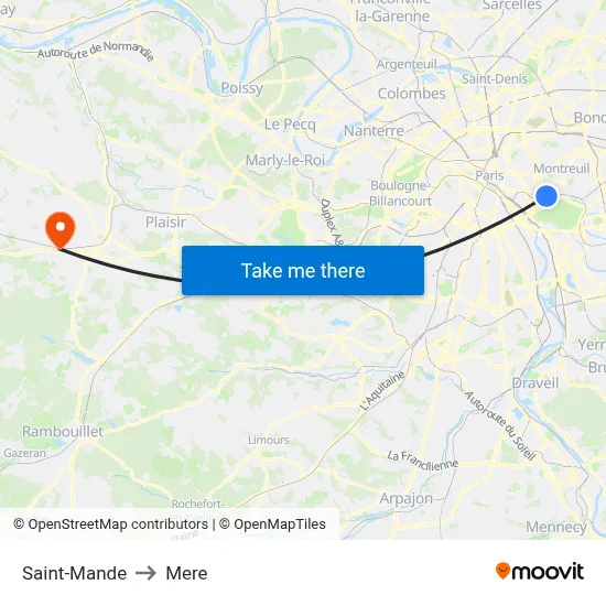 Saint-Mande to Mere map