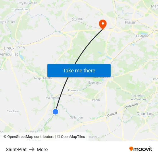 Saint-Piat to Mere map