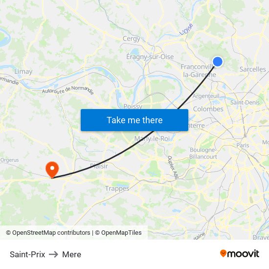 Saint-Prix to Mere map