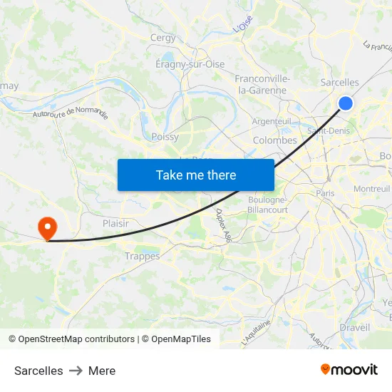 Sarcelles to Mere map