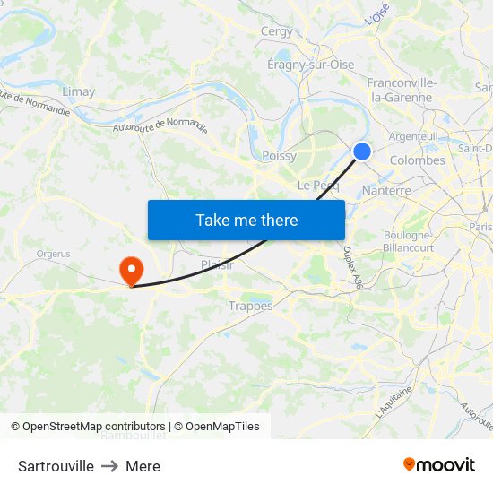 Sartrouville to Mere map