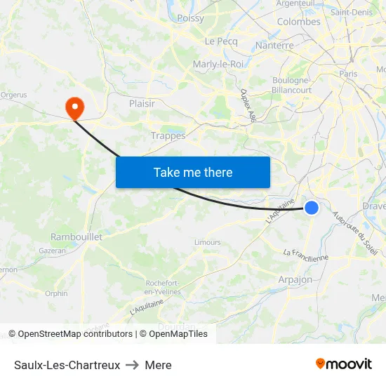 Saulx-Les-Chartreux to Mere map