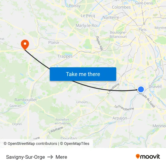 Savigny-Sur-Orge to Mere map