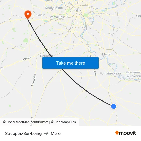 Souppes-Sur-Loing to Mere map