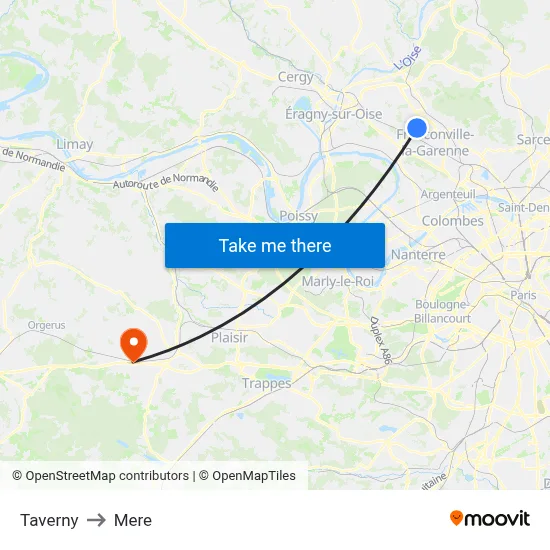 Taverny to Mere map