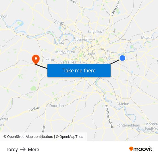 Torcy to Mere map