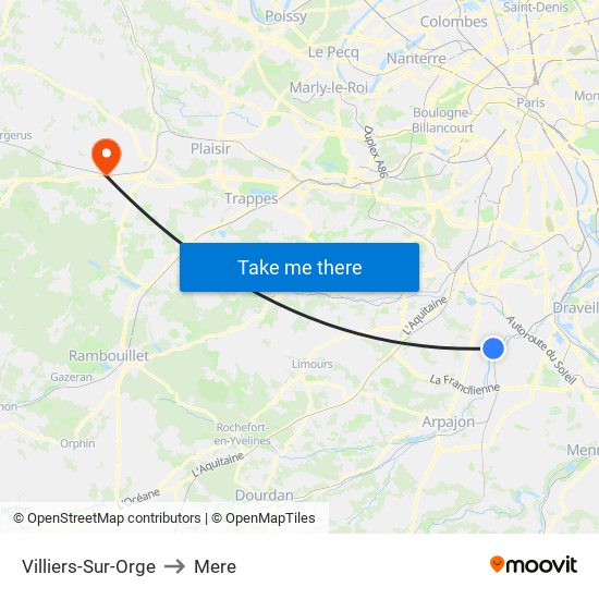 Villiers-Sur-Orge to Mere map