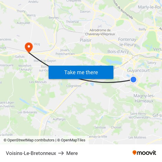 Voisins-Le-Bretonneux to Mere map