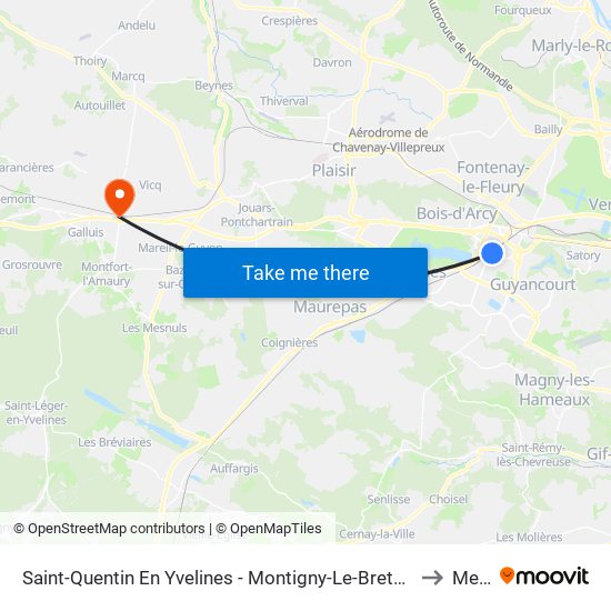 Saint-Quentin En Yvelines - Montigny-Le-Bretonneux to Mere map