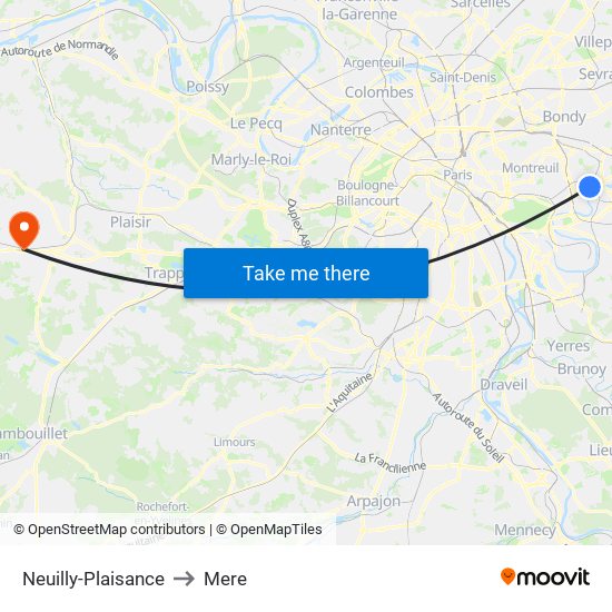 Neuilly-Plaisance to Mere map