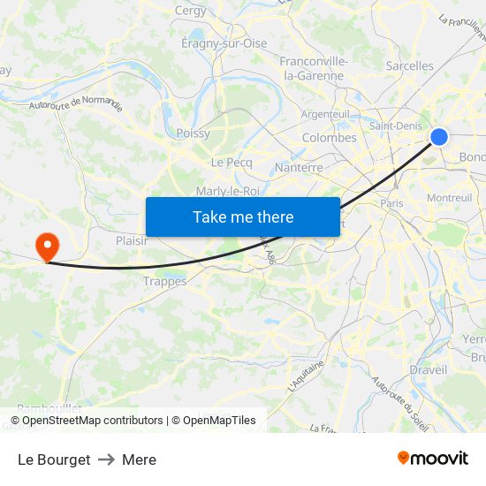 Le Bourget to Mere map