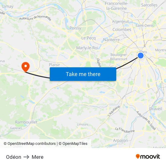 Odéon to Mere map