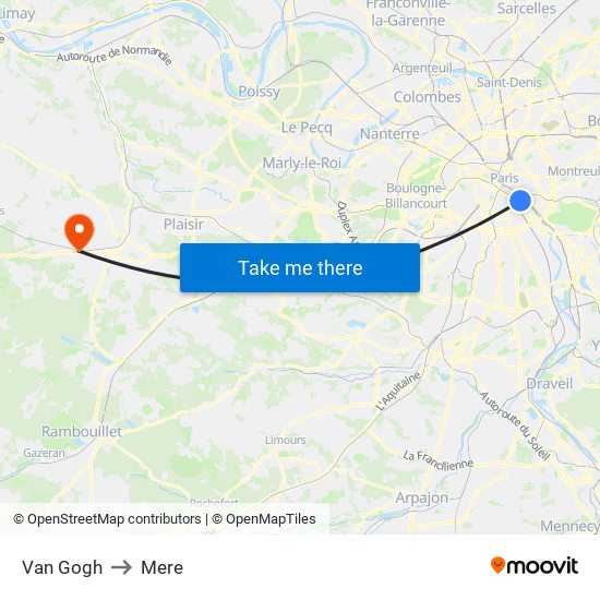 Van Gogh to Mere map