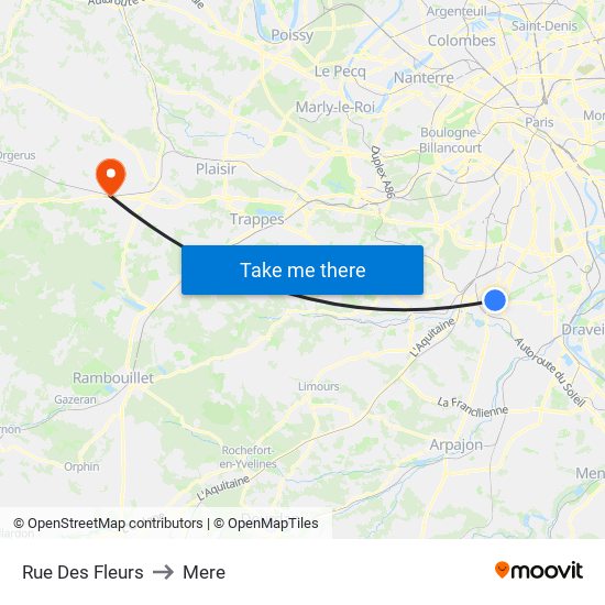 Rue Des Fleurs to Mere map