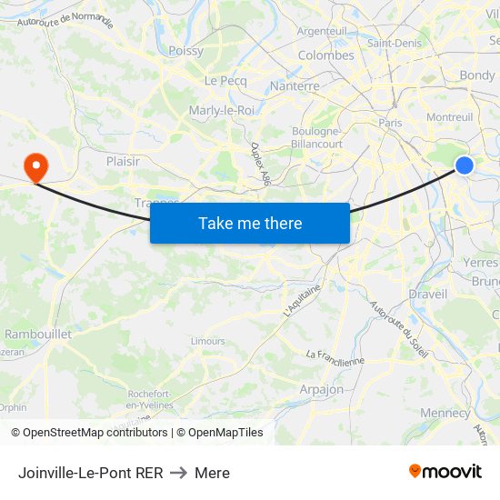 Joinville-Le-Pont RER to Mere map