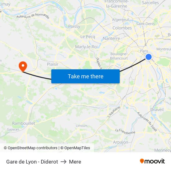 Gare de Lyon - Diderot to Mere map